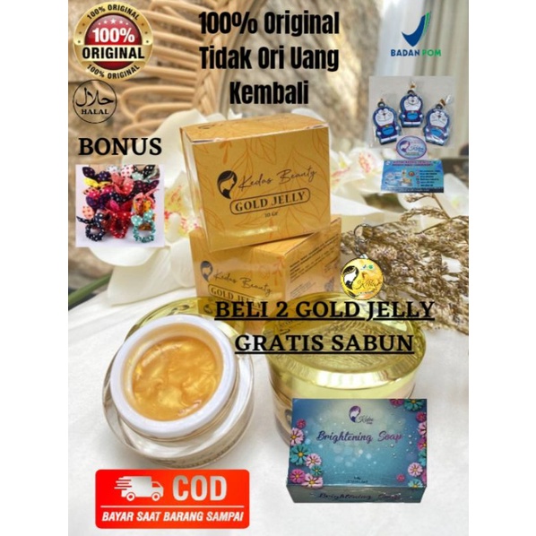 PROMO‼️Gold Jelly 2 + Free Sabun Kedas Beauty  100% ORI BPOM Siang Malam Pemutih Wajah