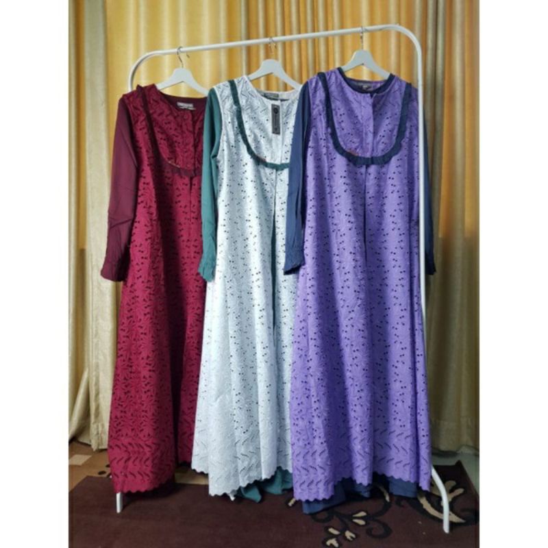 Baju Gamis Salvina 2in1 cotton bordir  + Rompi