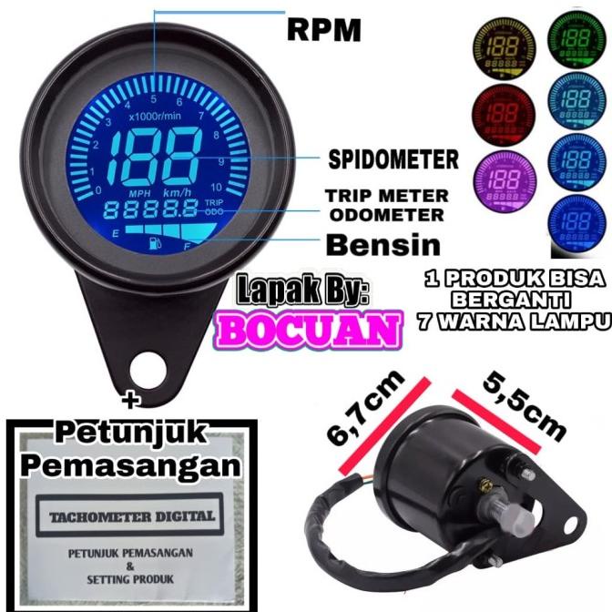 tachometer rpm spidometer bensin digital universal speedometer bulat