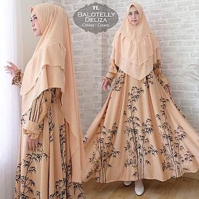 (Promo) Set Syari Putih Polos MAXMARA [Syari Balotelly Deliza Cream TL] gamis muslim wanita balotell