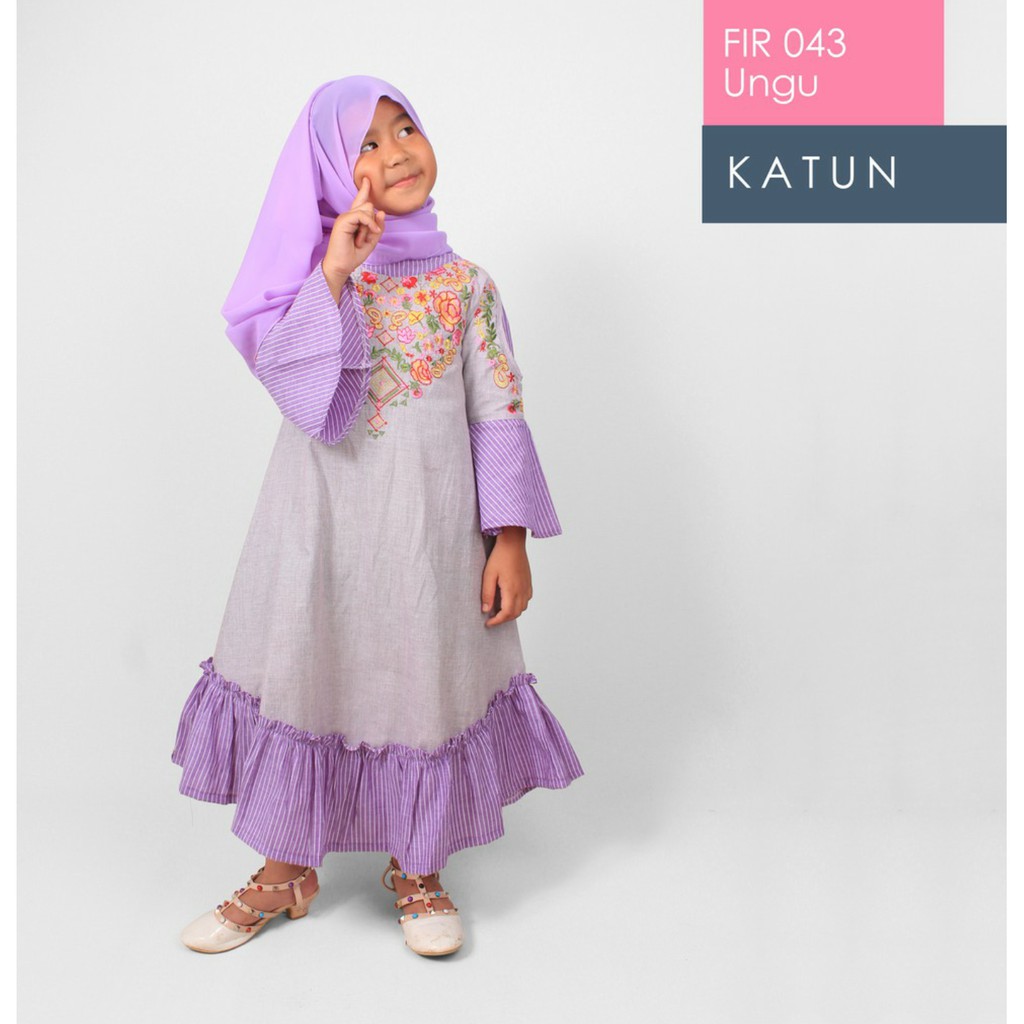 Gamis Anak Katun Warna Ungu