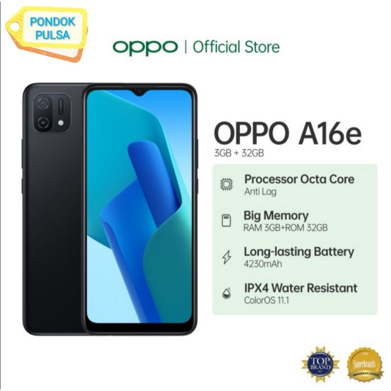 OPPO A16e 3/32 GB Smartphone Garansi Resmi