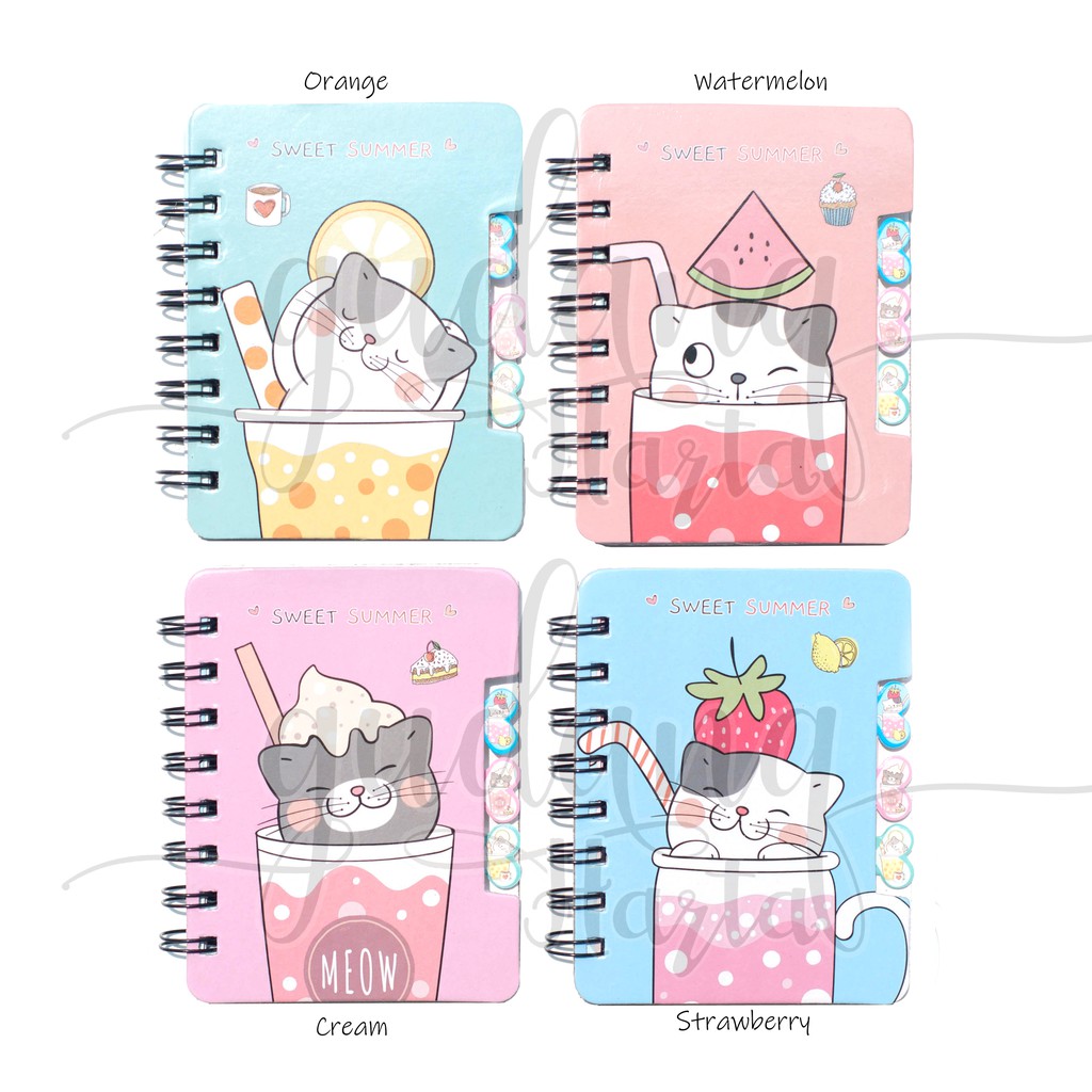 Notebook Cat And Drinks Memo Unik Notepad Lucu Buku Tulis Catatan GH 308077