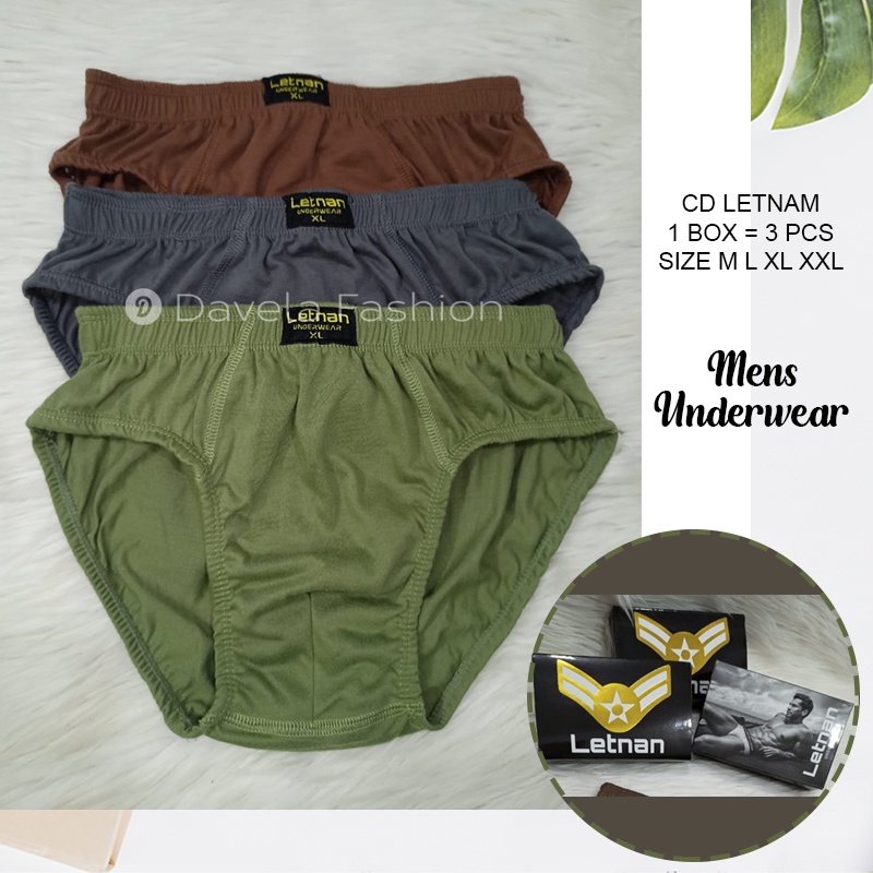 Letnan 3 Pcs Celana Dalam Pria - CD Pria Letnan 591 Size M L XL XXL