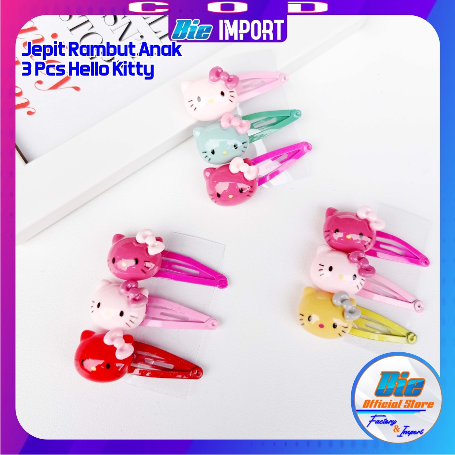 isi 3 Jepit Tiptop Anak Hellow Kitty Love Set Premium Impor