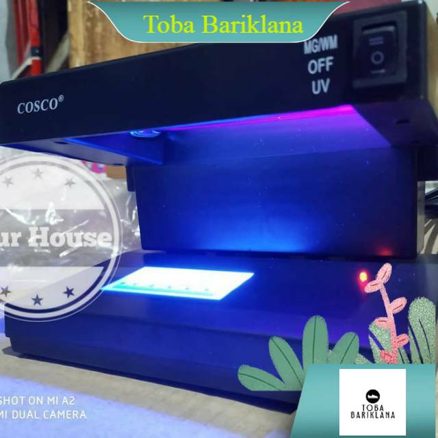 Alat cek uang palsu money detector dengan kaca pembesar cosco 2 nyala