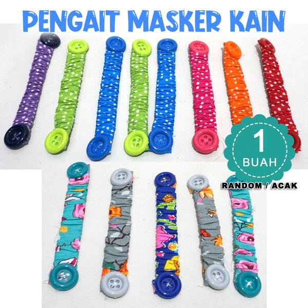 KONEKTOR MASKER JILBAB SHABY | PENGAIT MASKER HIJAB PILIH POLOS ATAU MOTIF RANDOM