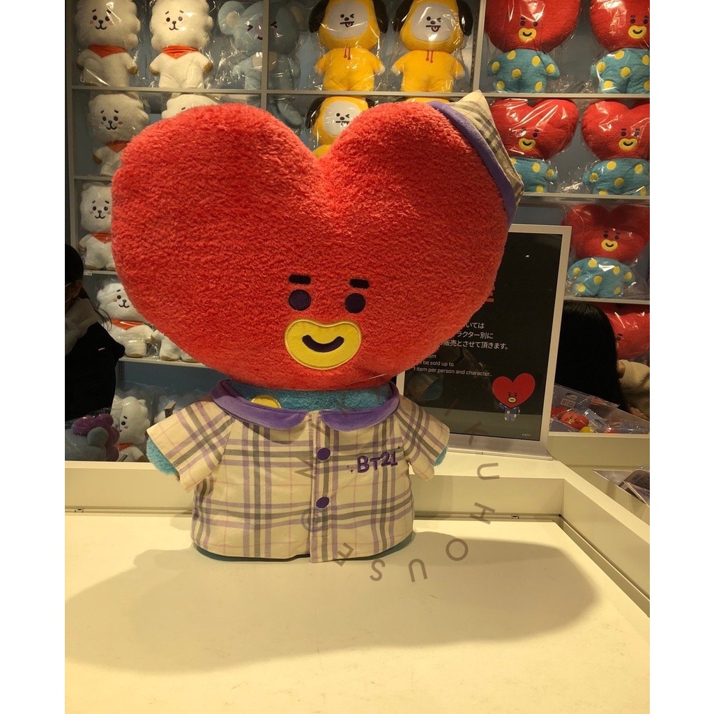 BT21 TATTON PLUSH DOLL SIZE L WITH PAJAMA COSTUME PAJAMAS SET BONEKA CUSHION TATTOON BONEKA JAPAN BT