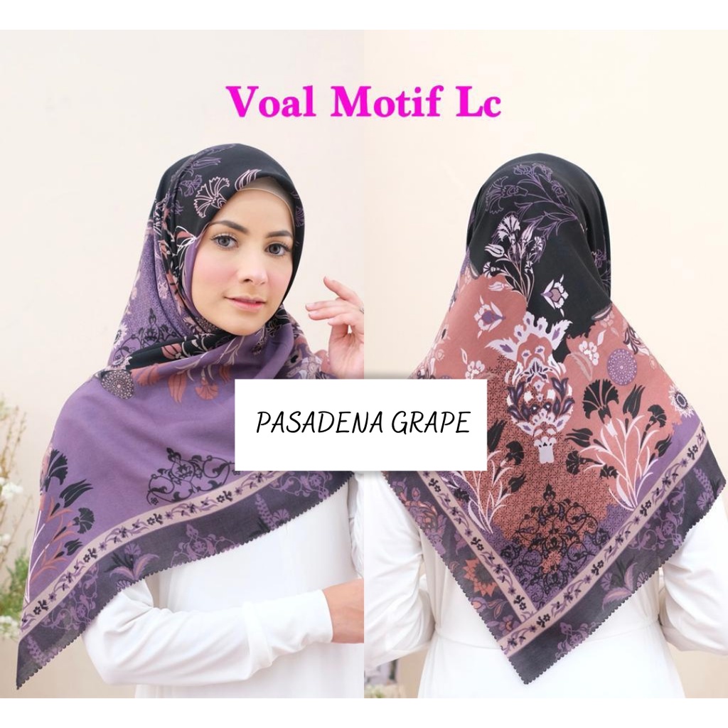 COD PROMO DENAY KW HIJAB SEGIEMPAT VOAL MOTIF / JILBAB DEENAY KW MOTIF TERMURAH-PASADENA GRAPE