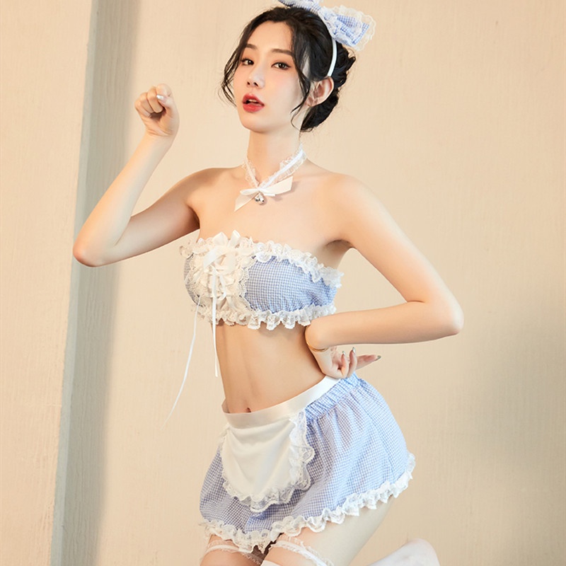 TELLY ➡️ 251 Set Lingerie + Cd + Bando Sexy Pakain Dalam Model Costume Maid Eropa Deluxe