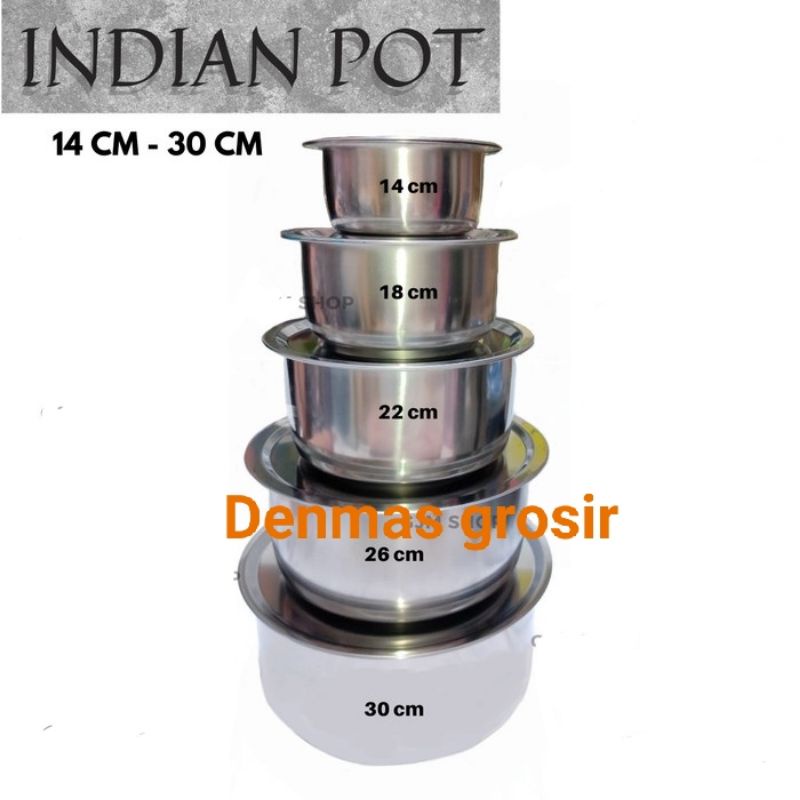 (Murah) Panci Indian pot 5pcs / Panci Stainless 5 susun