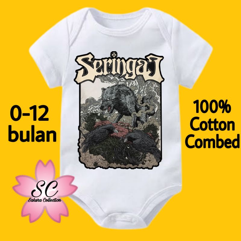 Kaos baju bayi jumper baby kids pendek BAND SERINGAI - SERIGALA MILITIA B/ METAL ROCK tee tulisan usia 0 1 2 3 4 5 6 7 8 9 10 11 12 bulan sampai umur 1 tahun adem jumpsuit babysuit romper bodysuit little kids anak kecil hitam style laki laki perempuan