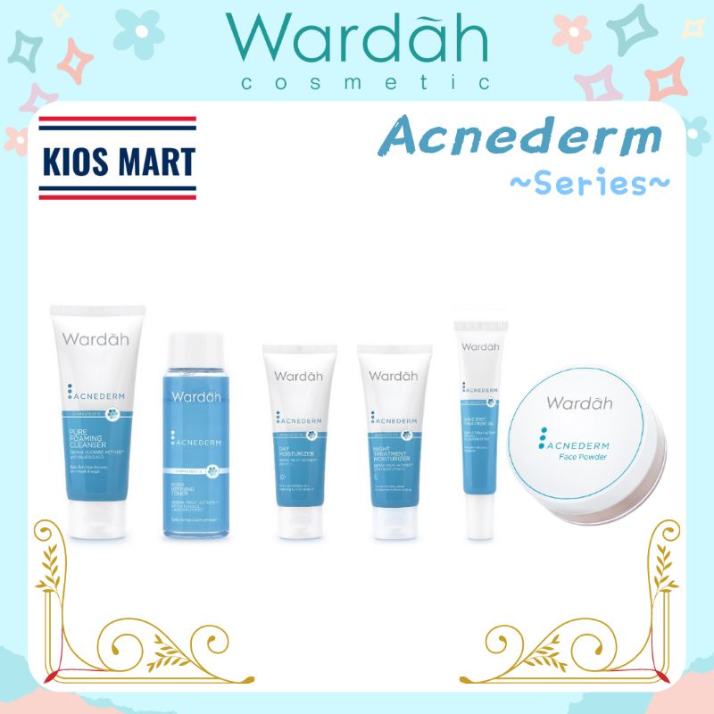 Wardah Acnederm Series | Acne Care Serum | Acne Spot Treatment Gel | Day Moisturizer | Face Powder | Pure Foaming Cleanser | Night Moisturizer | Pore Blackhead Balm | Refining Toner