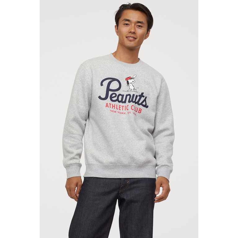 Crewneck H&amp;M Peanuts Pria Wanita Sweater Peanuts hnm