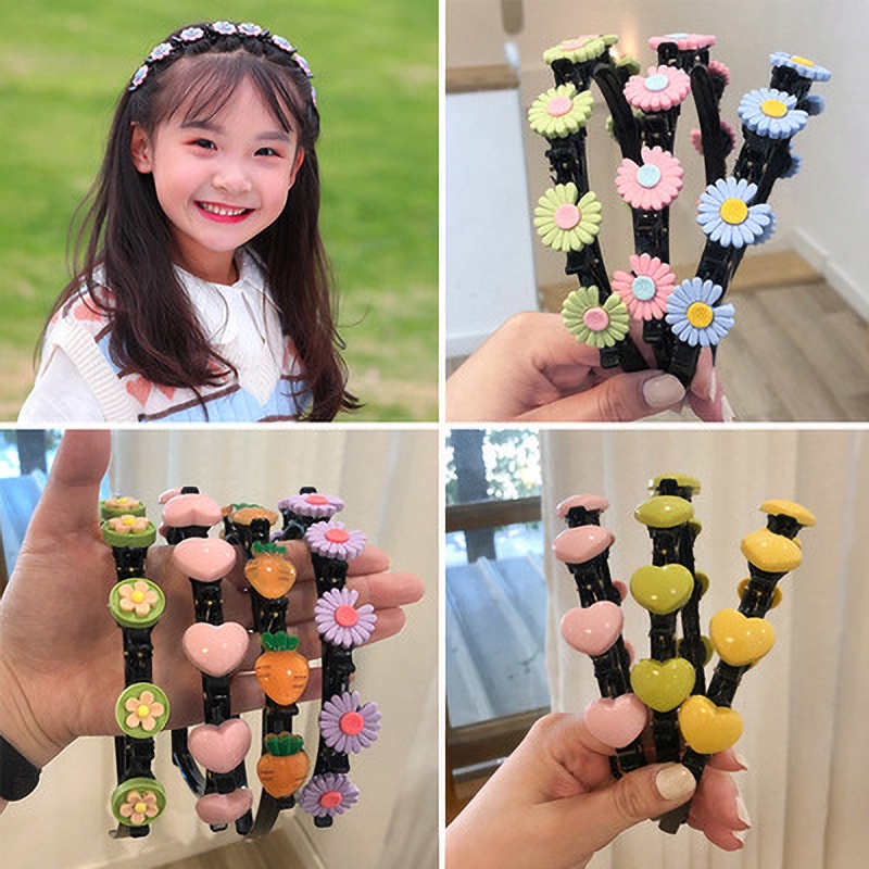 Kids Flower Bow Headband Bangs Braided Hair Band