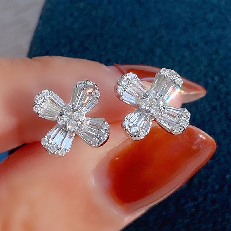 New Trendy Women Stud Earrings Aesthetic Flower Shaped For Wedding Engagement Party Gift Statement Jewelry