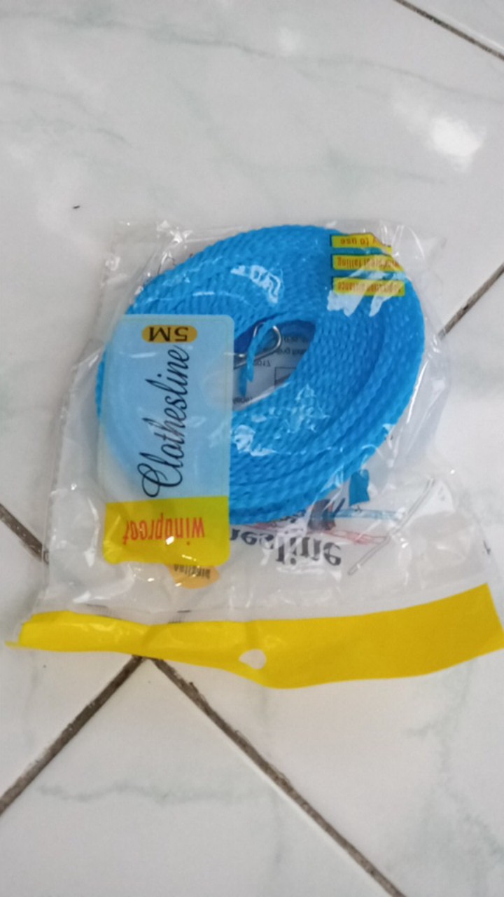Tali Jemuran Jemur 5 Meter Praktis Kuat Murah Clothes Line Laundry Tambang Dengan Pengait Hanger