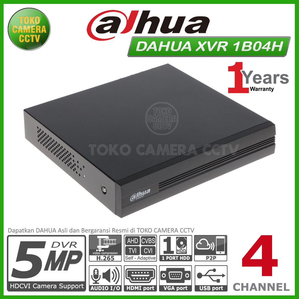 DVR DAHUA 4 CHANNEL XVR1B04-H 5MP DAHUA XVR 1B04 H