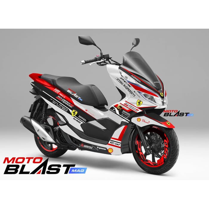 Decal Stiker Honda PCX 150 White Ferrari Full Body Motoblast