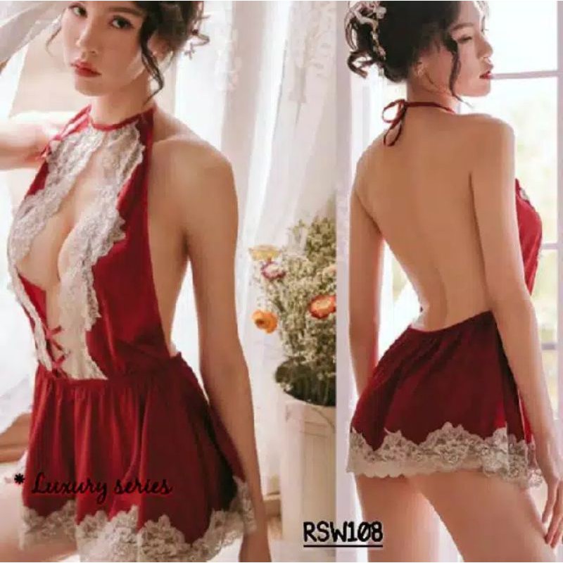 AC.RSW108 Lingerie seksi premium luxury satin merah