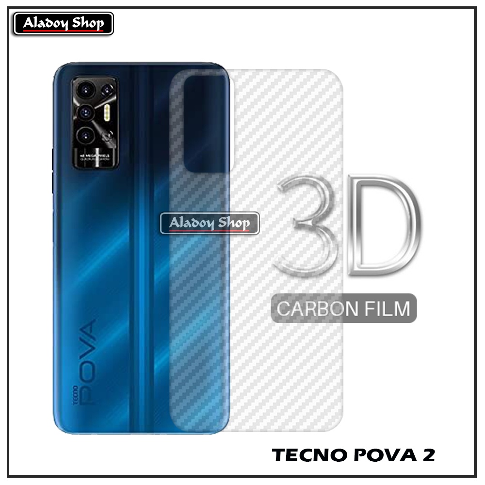 PAKET 3 IN 1 Tempered Glass Layar Tecno Pova 2 Free Tempered Glass Camera dan Skin Carbon