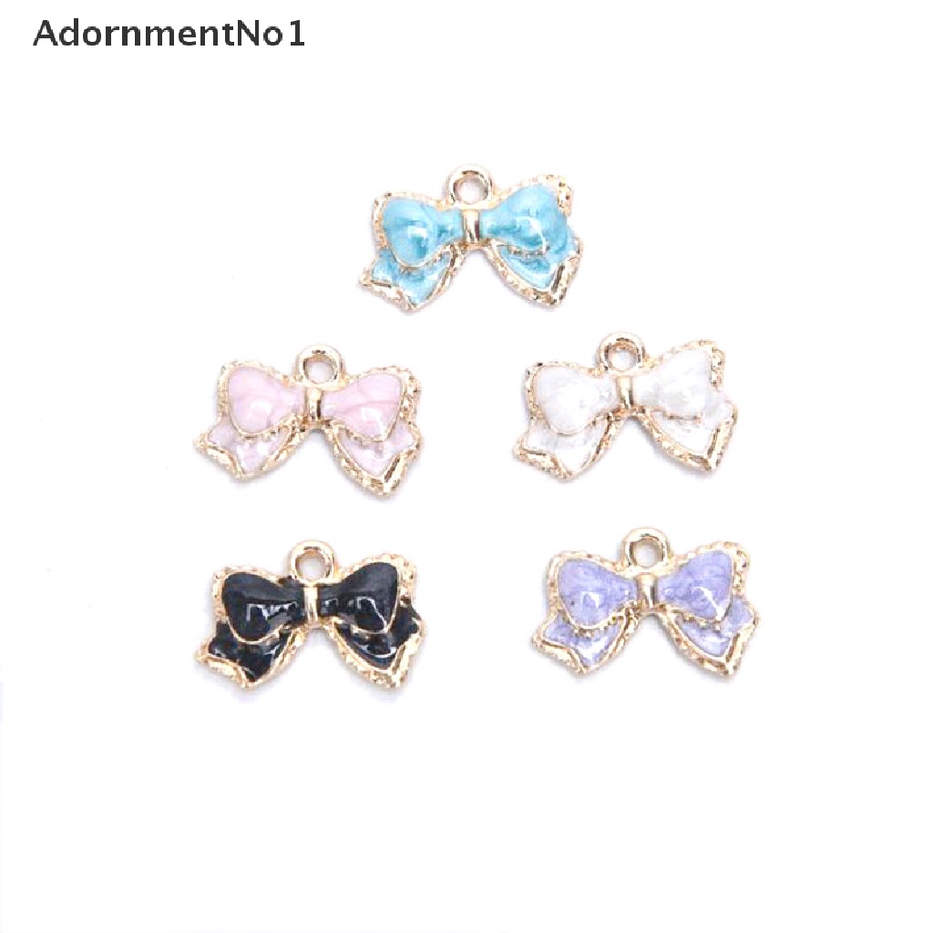 (AdornmentNo1) 10pcs / Set Liontin Bentuk Pita Bahan Alloy Untuk Aksesoris Perhiasan / Kerajinan Tangan Charms