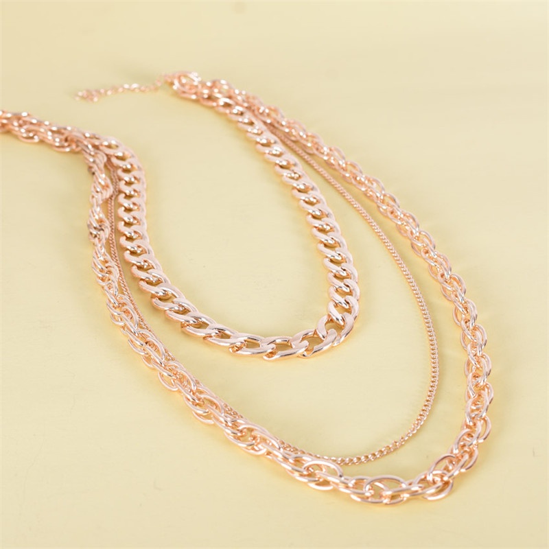 Set Kalung Rantai Choker Multilayer Tebal Gaya Hip Hop Untuk Wanita