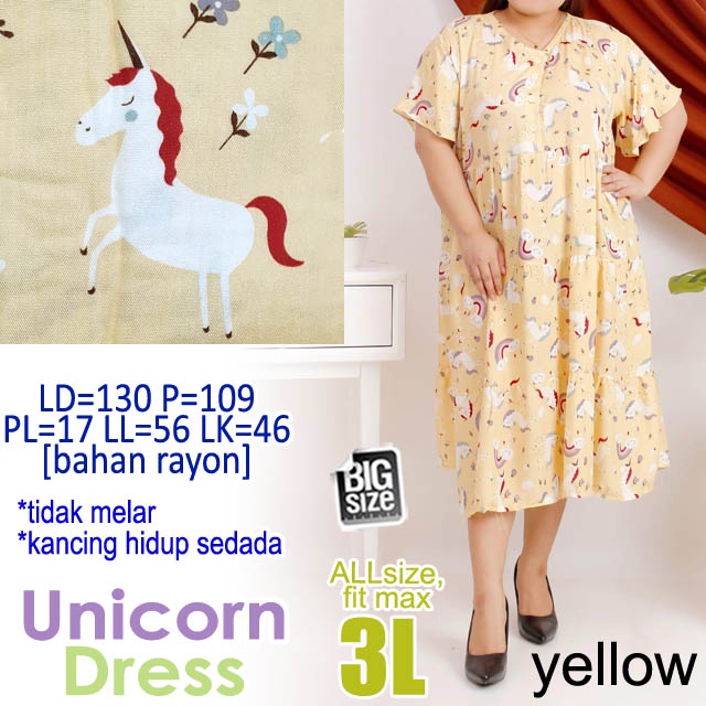 terusan jumbo LD 130 UNICORN DRESS big size katun midi XXXL
