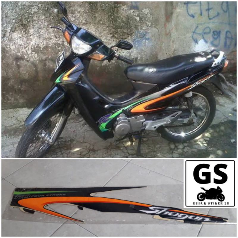 STRIPING STIKER LIS BODY MOTOR SUZUKI SHOGUN TAHUN 2001 HITAM