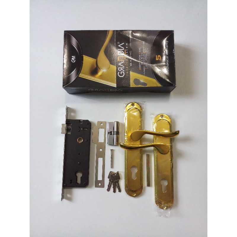 KUNCI PINTU RUMAH SET GRANDIA BESAR 874 GOLD/KUNING + BODY KUNCI