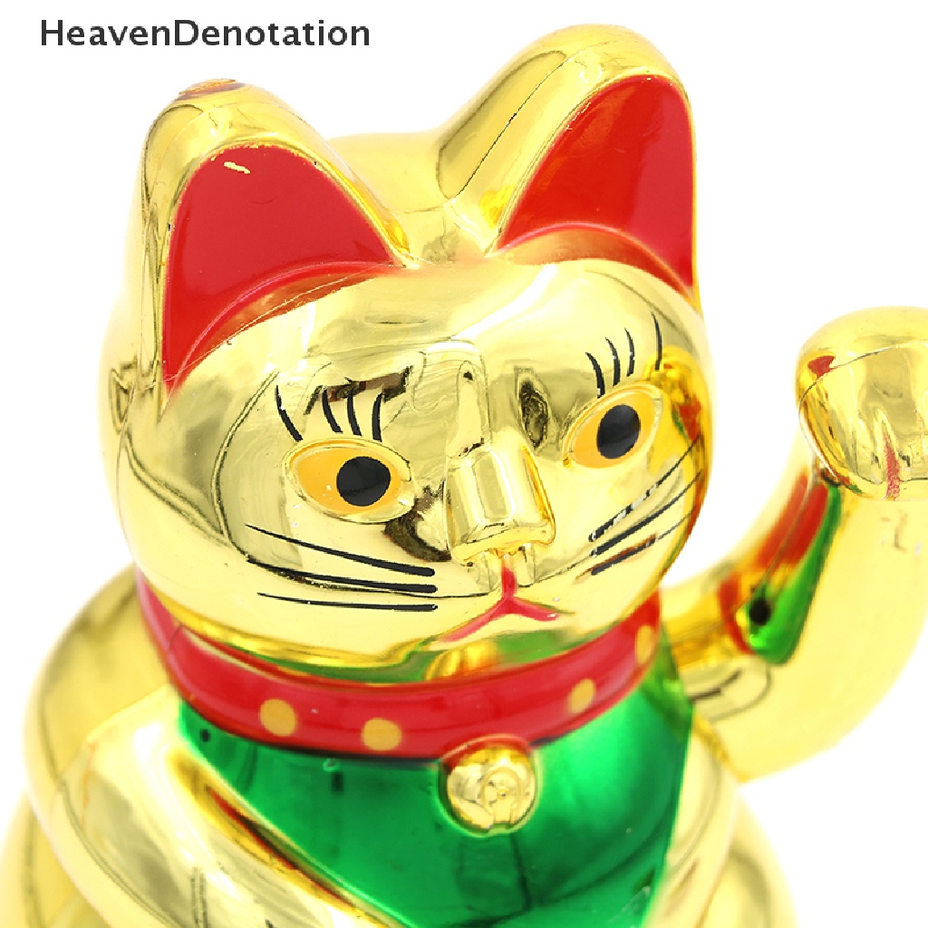 [HeavenDenotation] 6&quot; Chinese lucky waving golden cat figure with moving arm feng shui decor gift