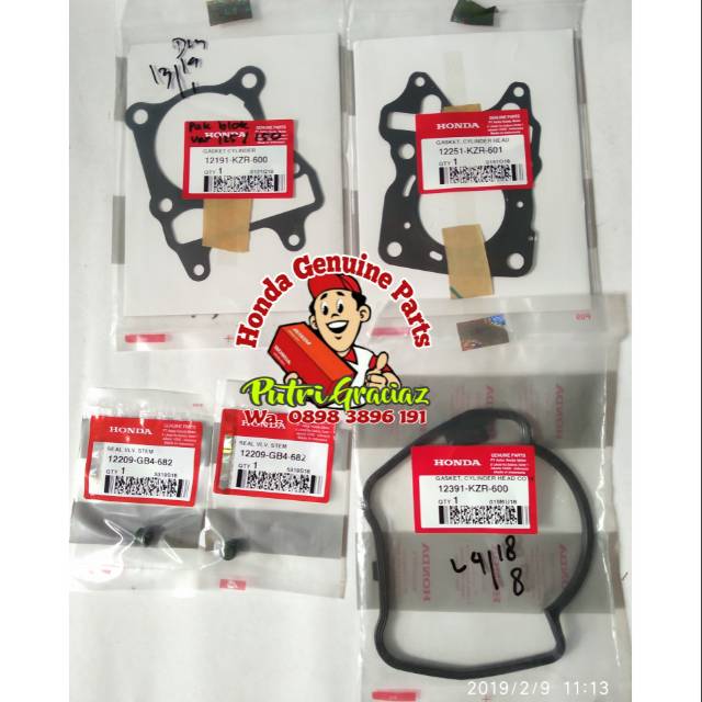 gasket kit top set - karet head paking blok kop cop seal sil klep 2 pcs Vario 125 Ori Ahm AHM