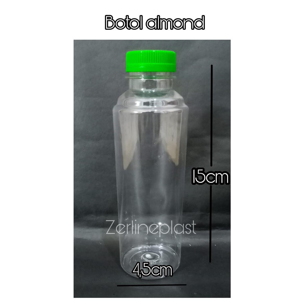 Botol ALMOND 250ml + TUTUP - Botol Plastik Higenis - Botol Bening