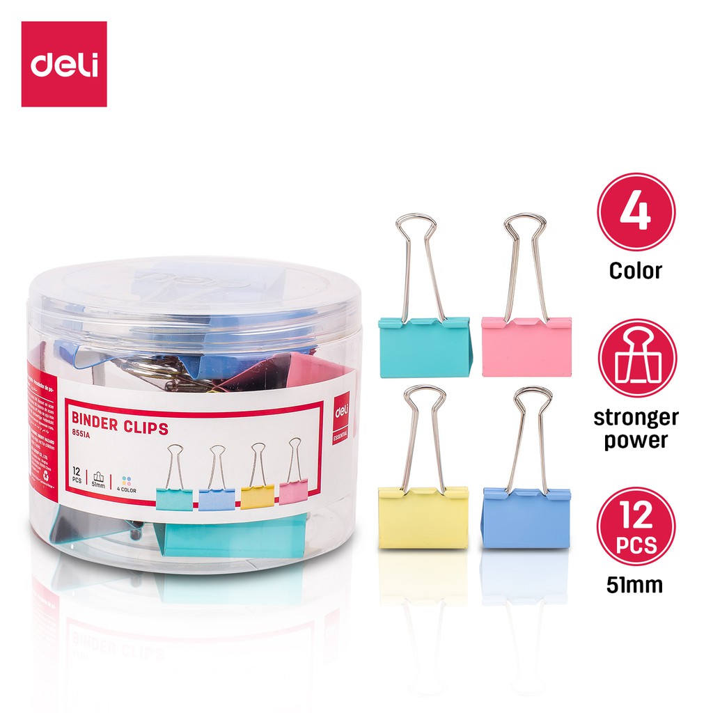

Deli Kebutuhan Kantor / Office Consumable - Klip Binder Warna Dilapisi E855 Series