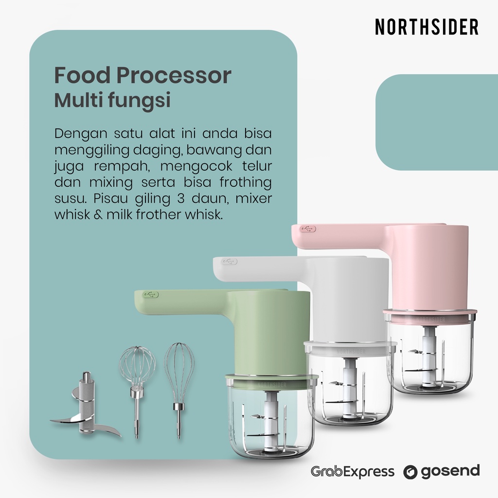 MEAT GRINDER ONION CHOPPER EGG MIXER KUE MULTI FUNGSI RECHARGEABLE