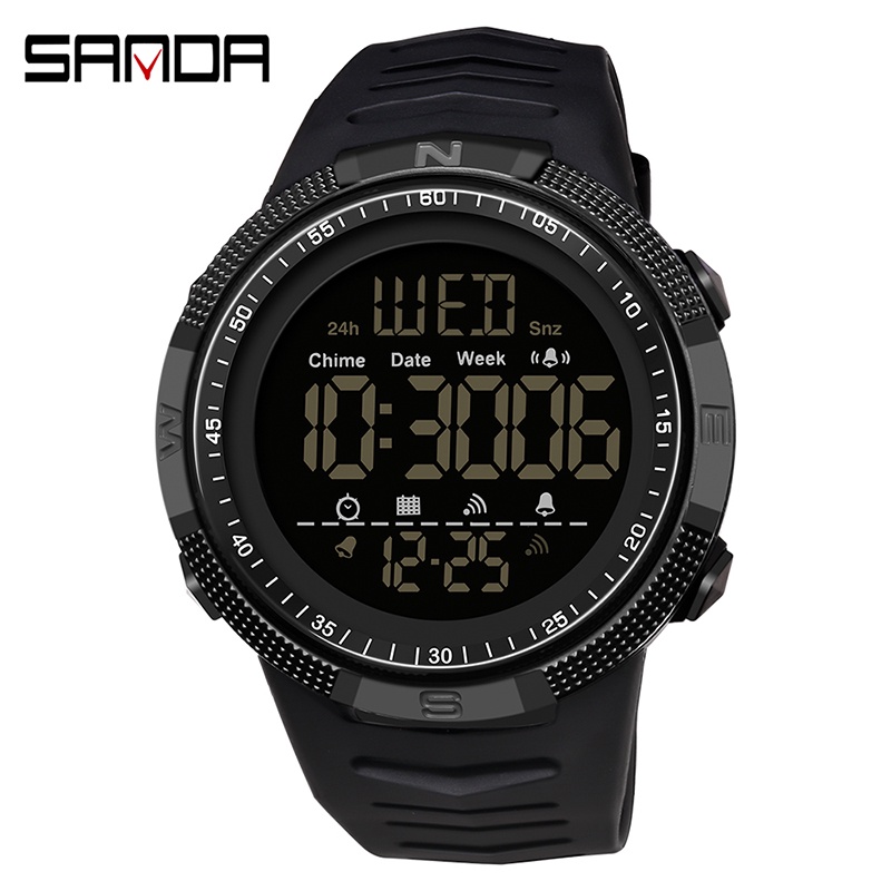 SANDA 6014 Jam Tangan Pria Digital EL Backlight Sport Watch Anti Air
