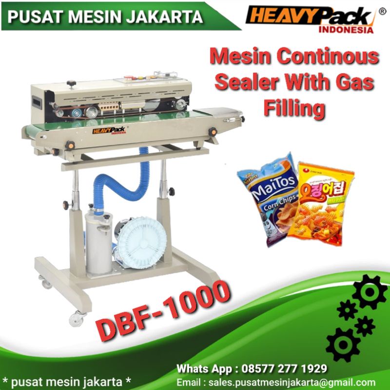 DBF-1000 CONTINOUS BAND SEALER MESIN SEGEL PLASTIK ISI ANGIN