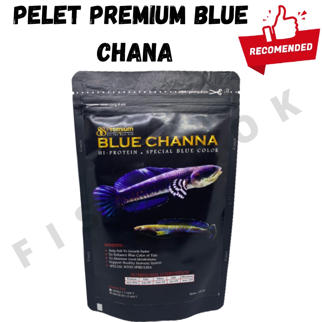 Pelet Premium Blue Channa 100g Pakan Chana Cana Andrao Pulchra - 2mm