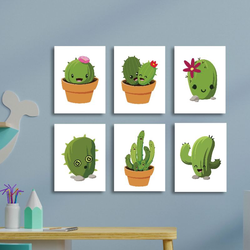 Hiasan Dinding Kaktus Anak - Pajangan Dinding Kaktus - Wall Decor - Hiasan Dinding Kamar Tidur