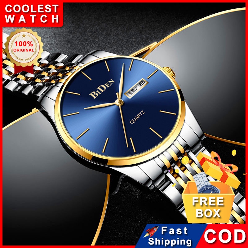 ✅Ready Stock BIDEN 100%Ori Jam Tangan Pria Kasual Fashion Business Men Watch Anti Air Quartz Stainle