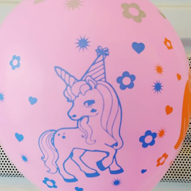 BALON LATEX KARAKTER UNICORN SATUAN WARNA MIX