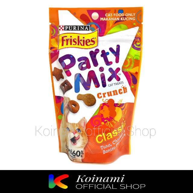 FRISKIES PARTY MIX SNACK CRUNCH CLASSIC 60gr orange / cemilan / cat food / dray / kucing