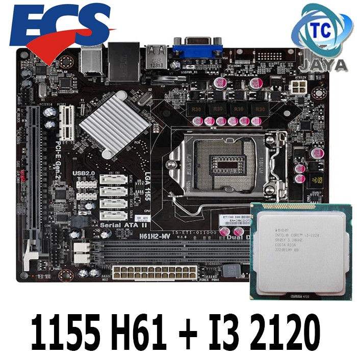 Motherboard / MOBO LGA 1155 H61 ECS Plus Processor i3 2120