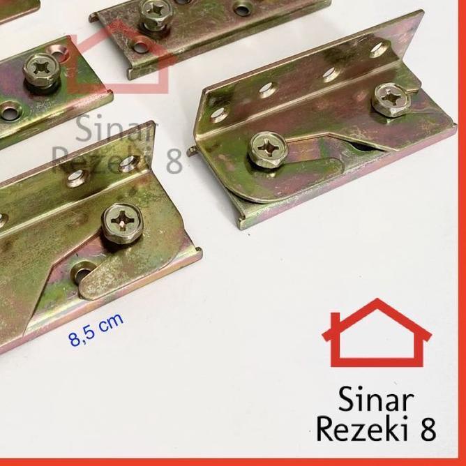 ✰ Hak Ranjang 2 Lubang Dipan Siku Tempat Tidur Bayi Box Bed Fitting Engsel Skrup [SET] ☛