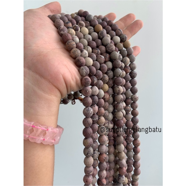 bahan ryolite jasper kokah CUTTING 10mm renceng COKLAT gelang kalung