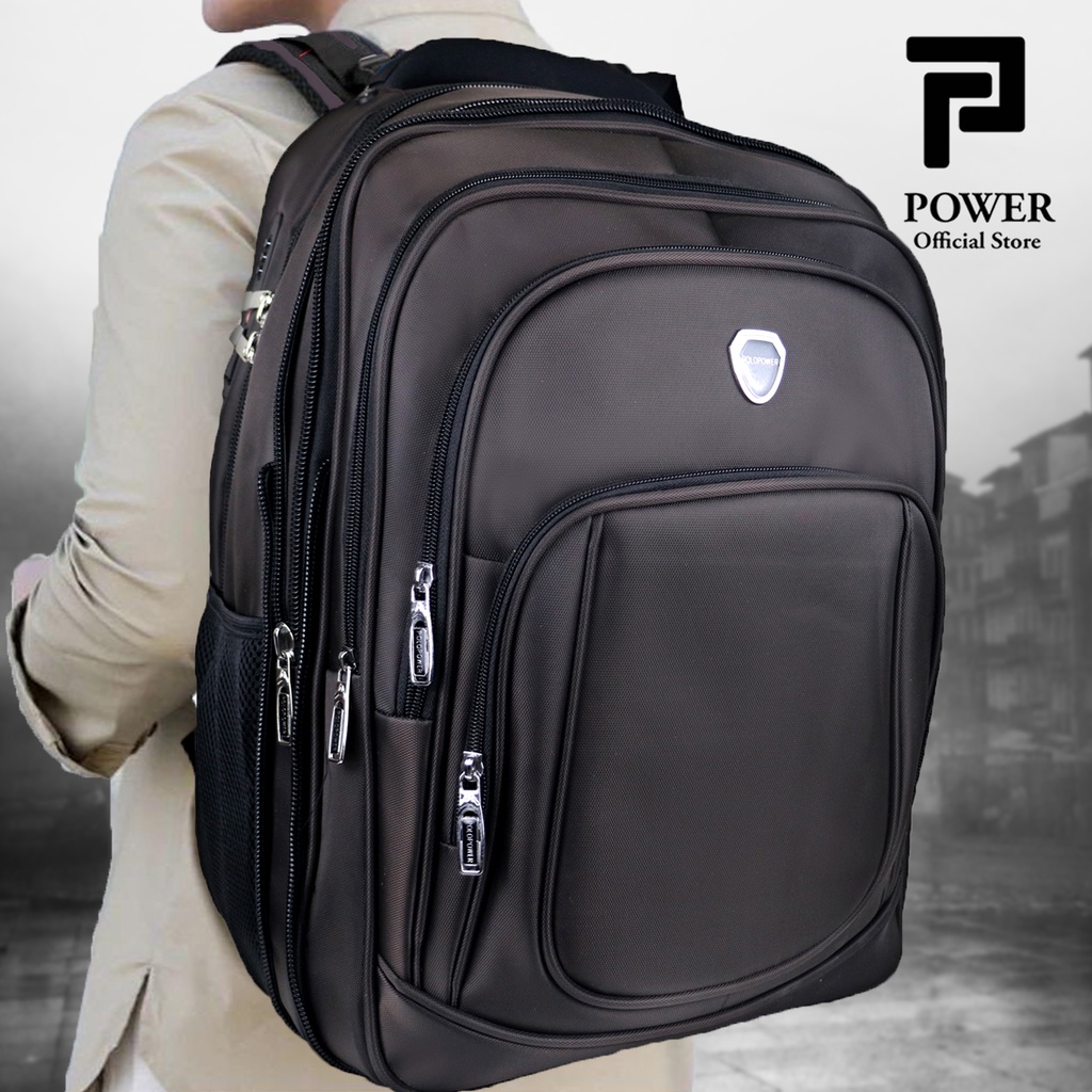 Polo Power Tas Pria Ransel Laptop 20 inc Backpack Expanding Import Jumbo Size Tas Punggung Pria Ransel Polo Original