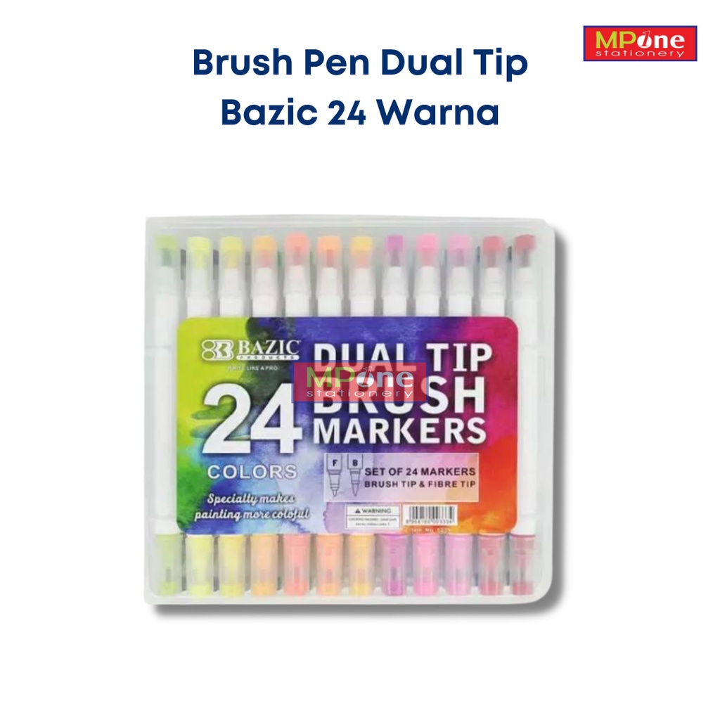 

Brush Pen Dual Tip Bazic 24 Warna