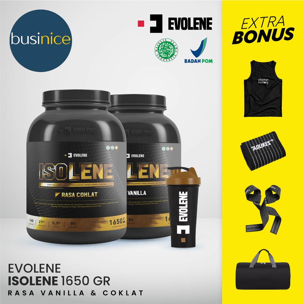 Evolene Isolene Whey Protein Isolate 1650 Gram 50 Sachet BPOM Halal