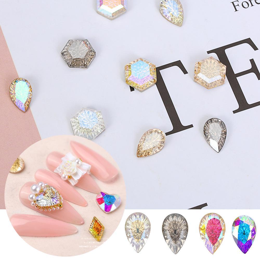 R-flower Nail Rhinestones Aksesoris Paku Ukir Shing 3D Bulat