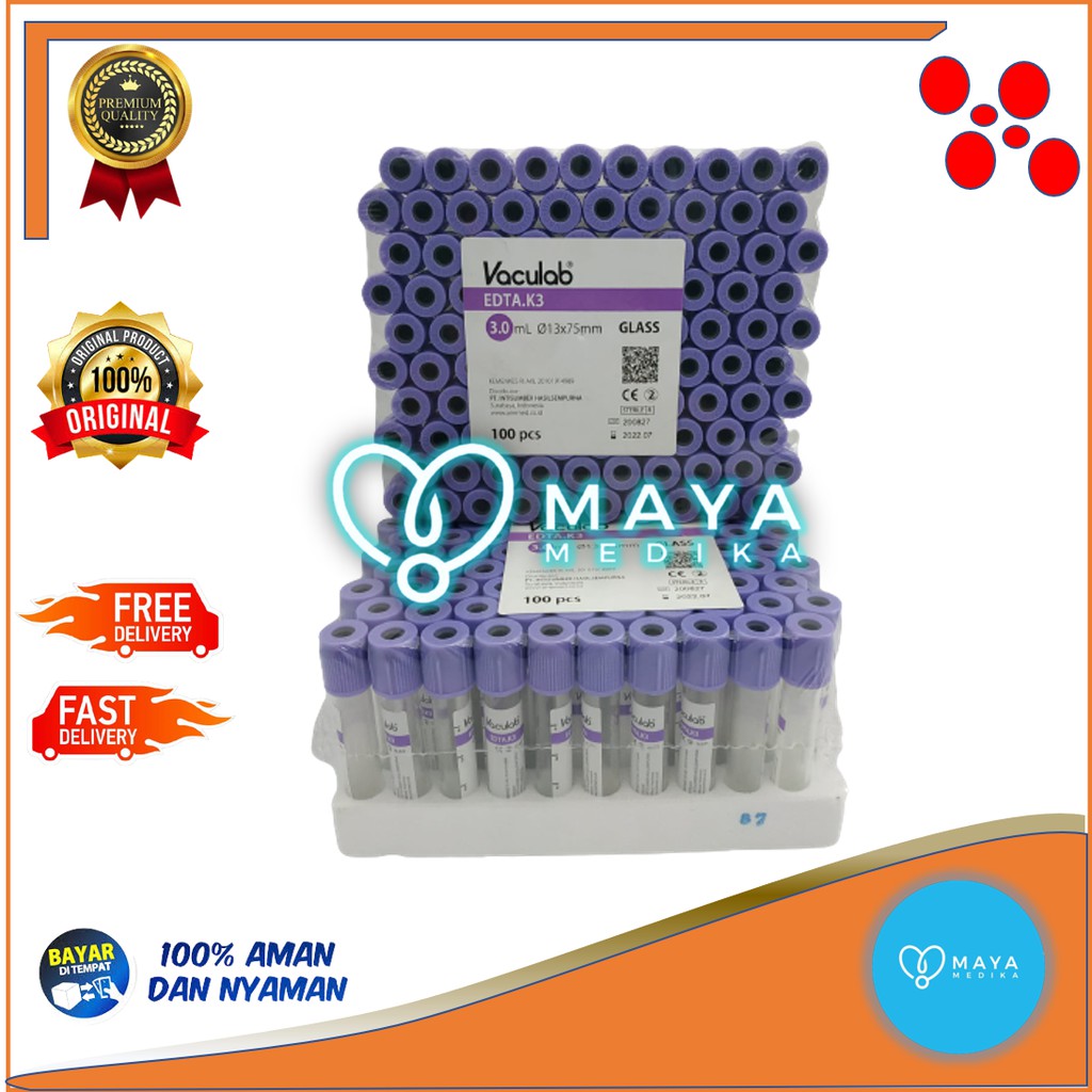 Jual Tabung Darah Onemed Vaculab Edta 3 Ml K3 Glass Pack Isi